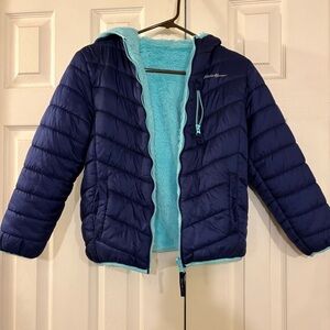 Eddie Bauer Kids reversible Puffer Jacket in Navy and Aqua